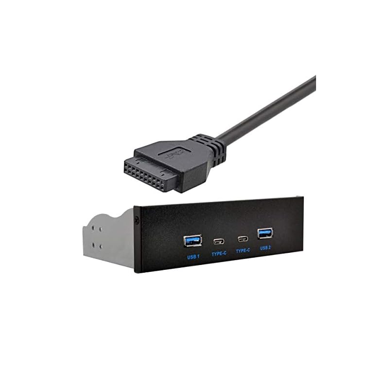 Xiwai USB-C & USB 3.0 ハブ 4ポート フロントパネルからマザーボードへの20ピンコネクタケーブル 5.25インチ CD-ROMベイ用 4,585円