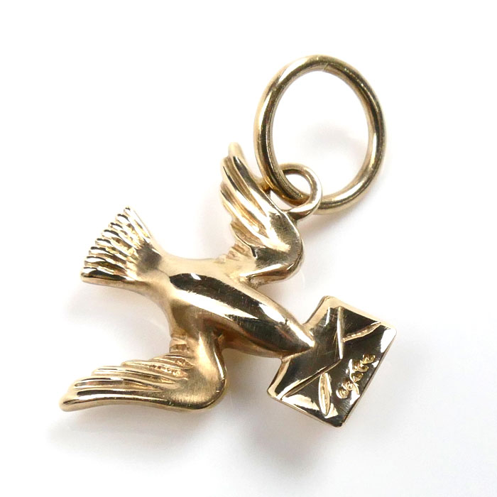 agete アガット K10PG ピンクゴールド 伝書鳩 ペンダントトップ 1.8g レディース 中古