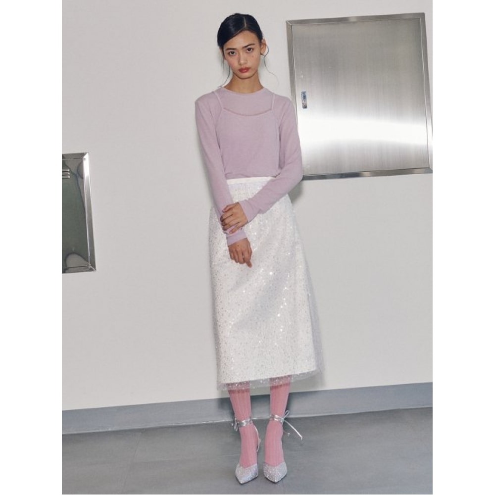 GANISONG (ガニソン) トワイライトビーズ Hラインスカート_アイボリー