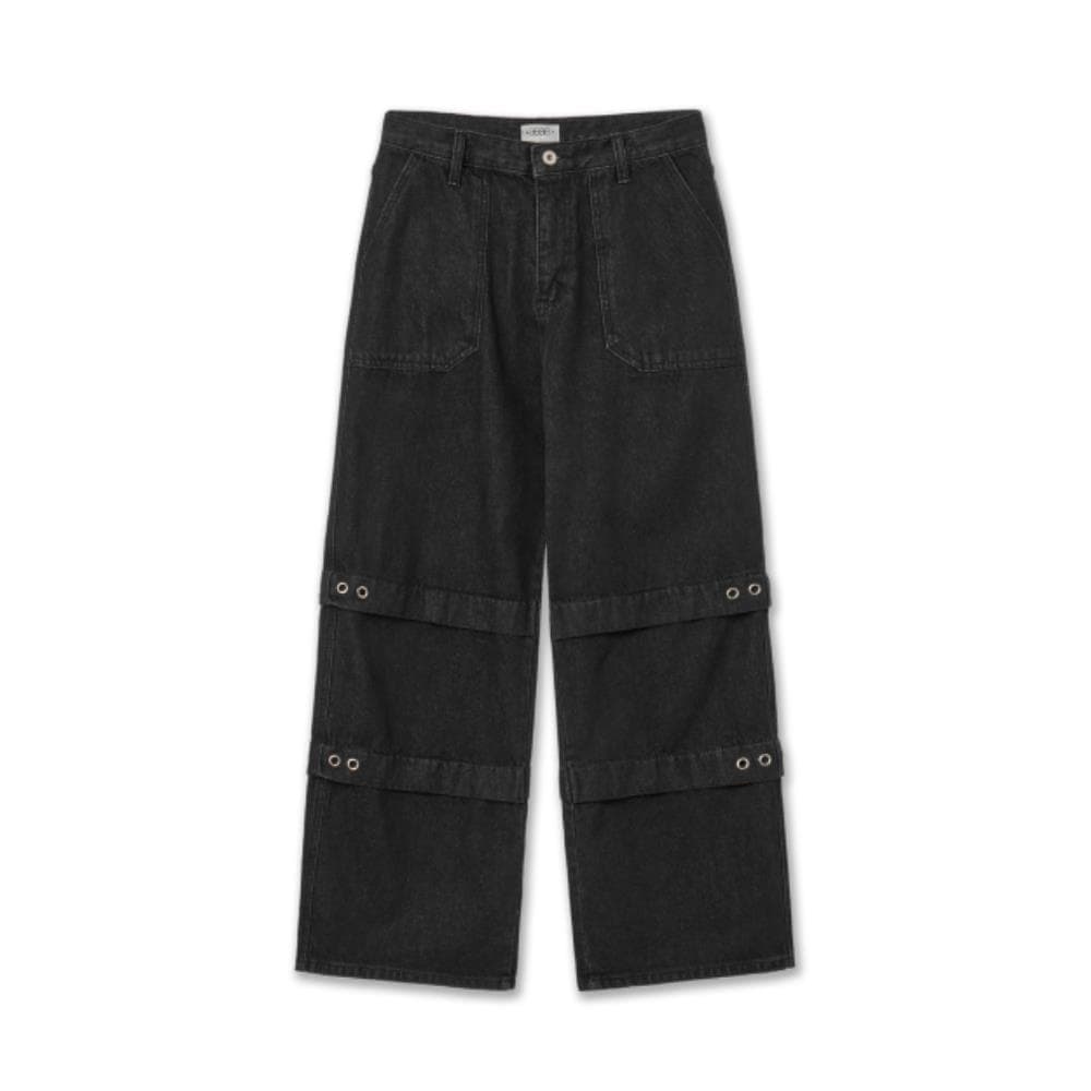 AEAE LAYERED DENIM PANTS BLACK AE44SUPT004BLK