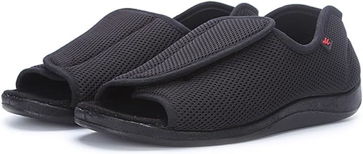 介護シューズ 介護スニーカー シニア フルオープンタイプ サンダル 高齢者用 介護靴 甲高 幅広 リハビリ 軽量 C1(ブラック, 26.0 cm)