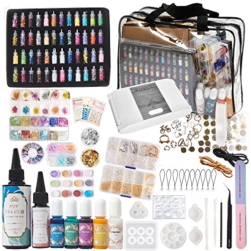 UVレジンアクセサリーキット 厳選アイテム【豪華164種類778点】レジン液 カラー液 UVライト 基本材料とパーツが揃ったUVレジンセット キット DIY レジンクラフト 手芸 アクセサリーパーツ
