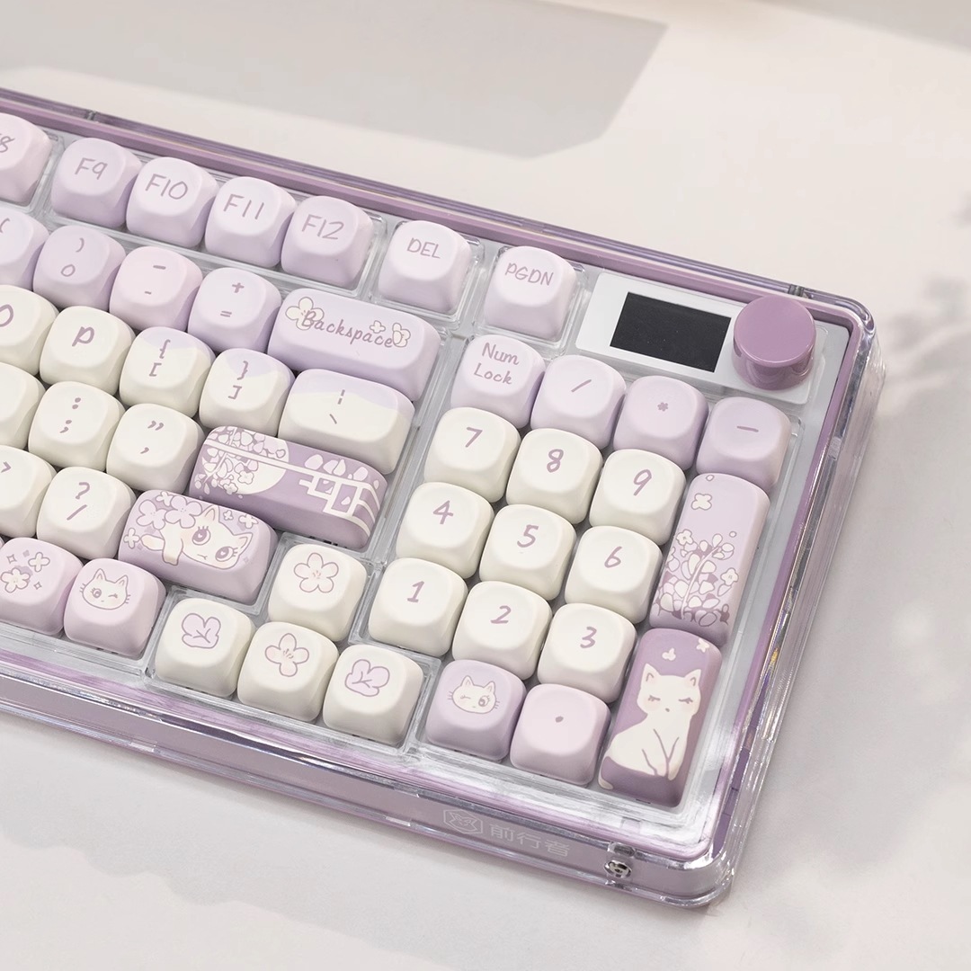 カスタマイズされたフォアランナー v99 透明紫メカニカルキーボードワイヤレス Bluetooth 3 モード女の子かわいい MOA 麻雀サウンド