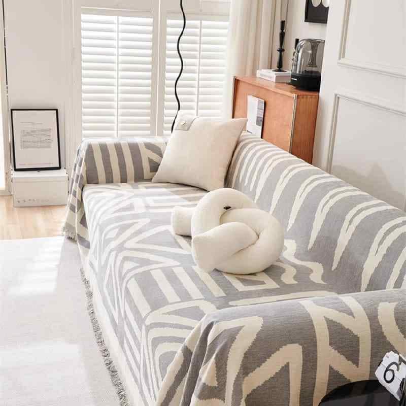 ソファー カバー かわいい かけるだけ カントリー レトロ アジアン エスニック 民族 ボヘミアン ブランケット フリンジ 猫傷防止 防塵 オレンジ 黒 グレー