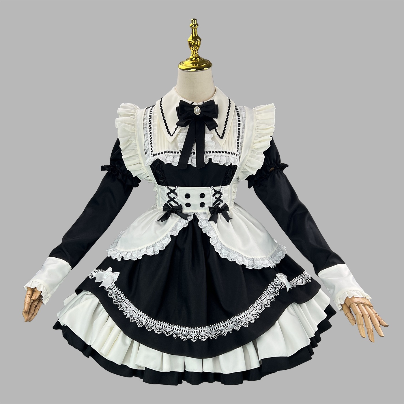 新入荷 フルスコアメイド COS コスチューム メイド衣装 袖取り外し可能 ロリータ パフォーマンス衣装 ネットセレブ 生放送衣装