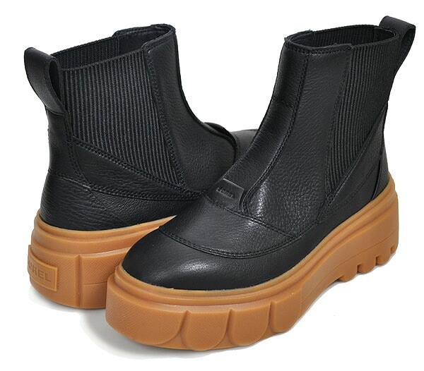 キャリブー X ブーツ チェルシー ウォータープルーフ nl5014-010 サイドゴア フルグレインレザー 防水構造 厚底