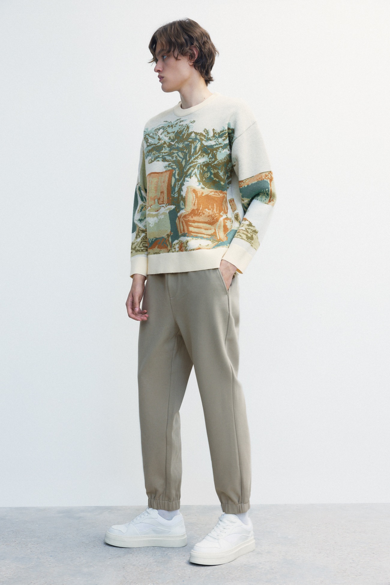 メンズ ルーズ 厚手 セーター アート カジュアル ユニークなデザイン 個性的なデザイン XS S M L XL 個性的 トップス ニットソー 袖あり 長袖 きれいめ シンプル 大人 上品