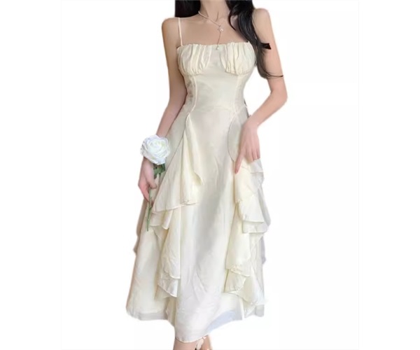 レディース ワンピース プルオーバー キャミワンピース ロング 袖なし ノースリーブ Aライン フェミニン シフォン フリル かわいい 大人可愛い きれいめ シンプル カジュアル 上品 おしゃれ