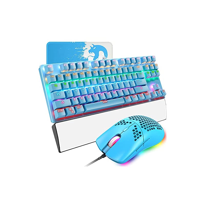 Qoo10] 有線ゲーミングキーボードマウスセット 青 : PC周辺機器・消耗品