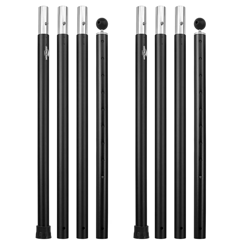 アルミポール テントタープ設営用 A6061アルミニウム 外径33mm ４節連結 1本/2本入り 分割式 プッシュボタン式 多段階調節可能 キャンプギア