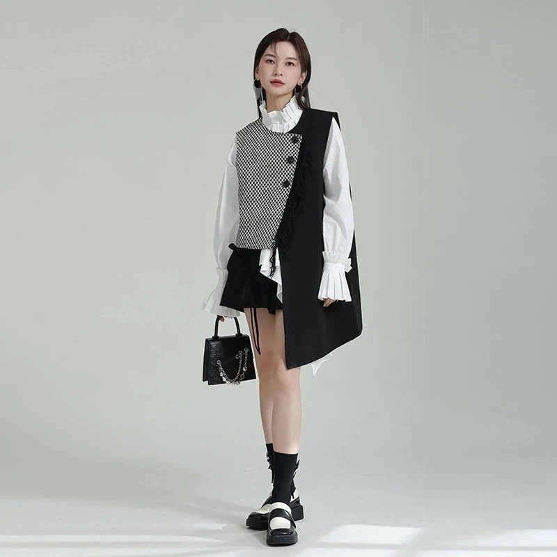 【J.Fashion】 ベスト 不規則デザイン ノースリーブ レディース ベスト ニットベスト 関連商品は店で購入可能 メガ割30%までに制限