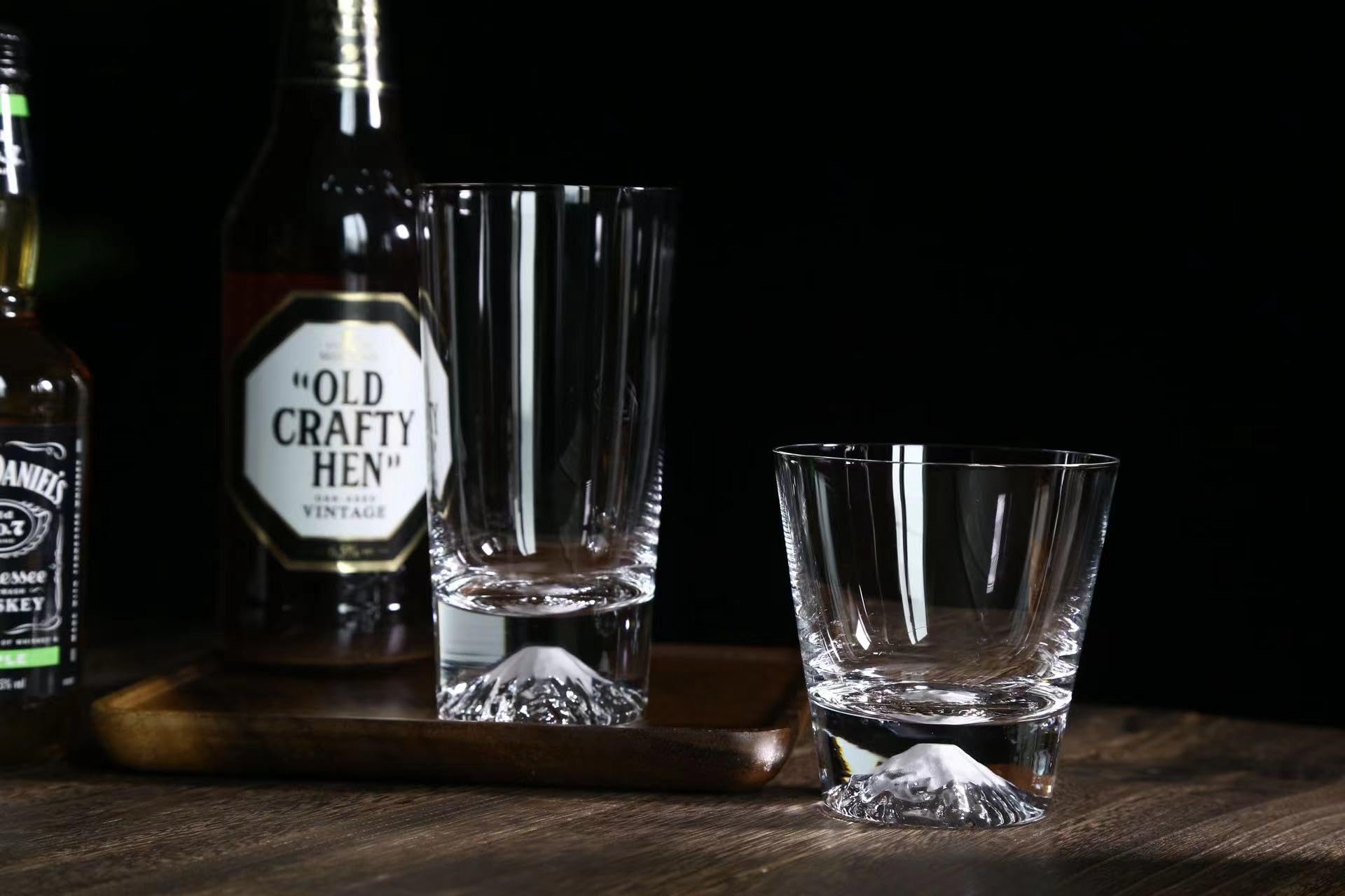 田島硝子 ガラス 江戸硝子 富士山 ロックグラス 木箱入 (クリア（表面加工なし）)