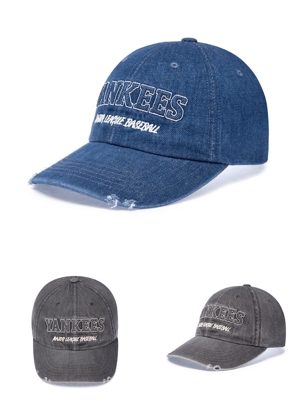 3ACPV215N デニム エンボアングストラクチャー ベースボールキャップ ニューヨークヤンキース 正規品保証 関税負担なし 韓国限定販売 男女共用