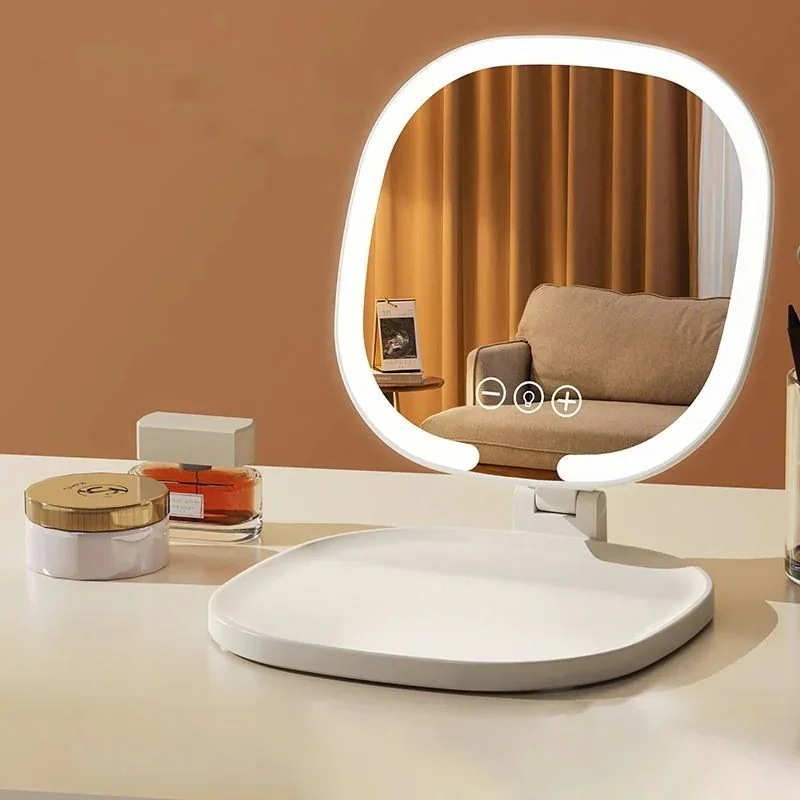 LEDミラー　コンパクト折り畳み式鏡　化粧ミラー　女優ミラー　便利　鏡　ミラー　メイクミラー　化粧鏡　手鏡　卓上鏡