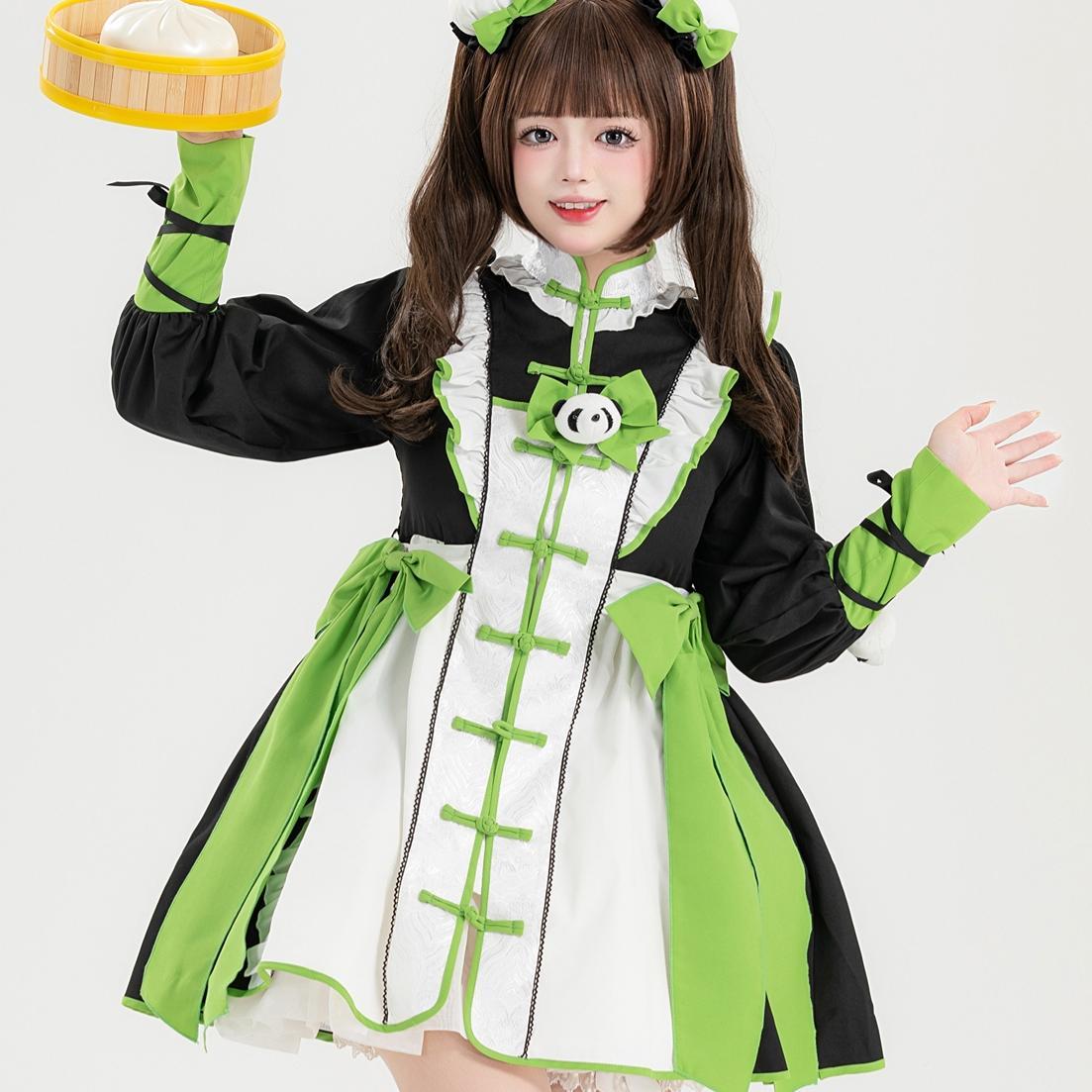 マキシスカート制服スカート新風漢要素opキュートなメイド中華風ロリータワンピース脚魅せミニスカート脚魅せミニスカート