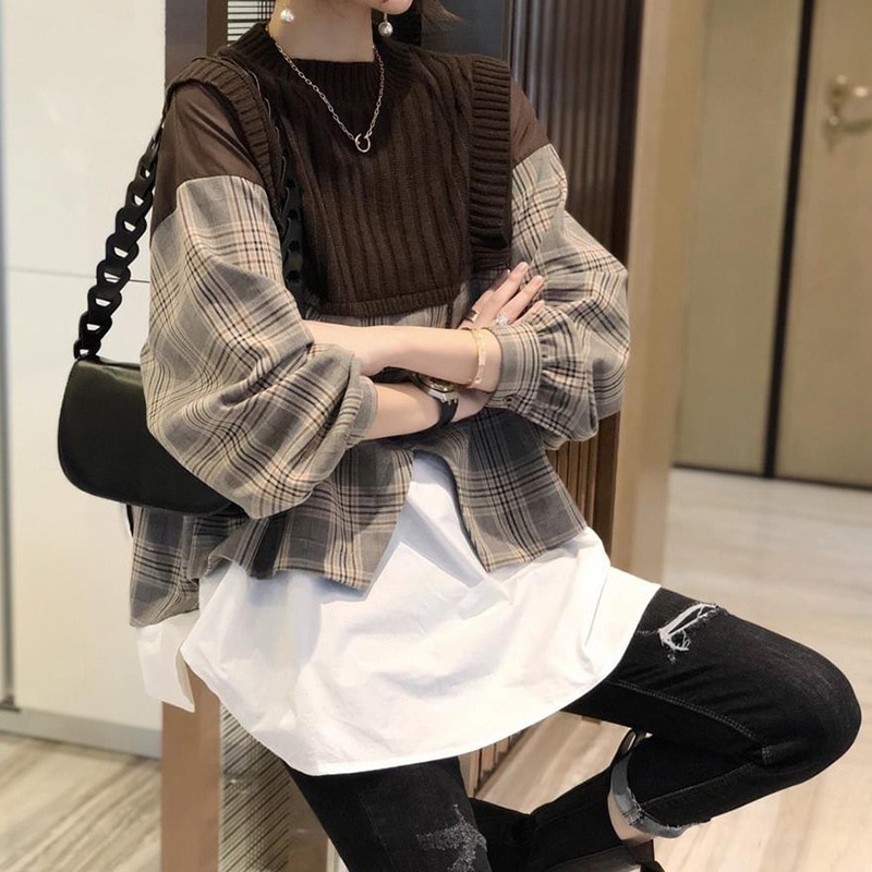 重ね着トップス セーター ニット レギュラー丈 袖あり 長袖 ボリューム袖 ラウンドネック ふわふわ かわいい 大人可愛い きれいめ シンプル カジュアル 上品 おしゃれ お洒落 大人女子 こなれ感