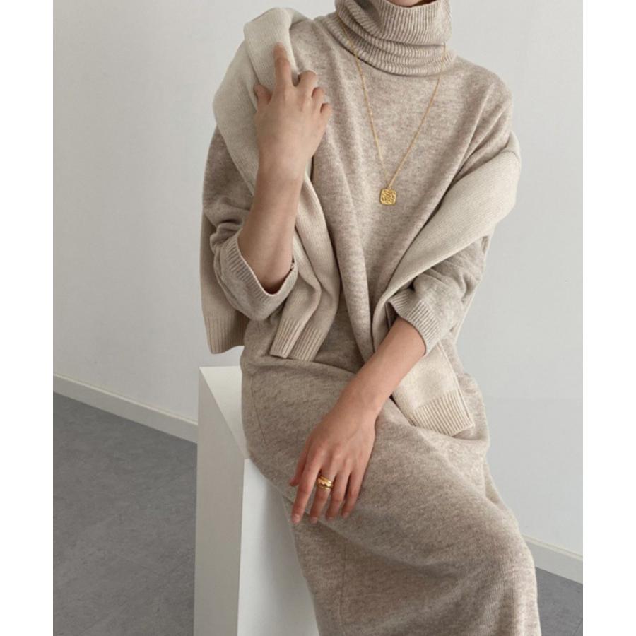 タートルネックニットワンピース 韓国風【在庫限り】売り尽くしセール