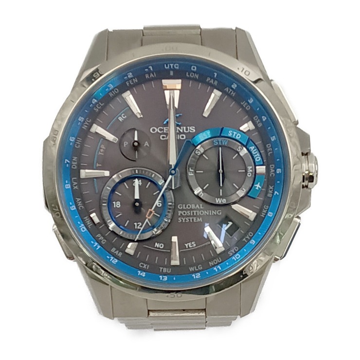 CASIO カシオ 腕時計 OCEANUS オシアナス OCW-G1000-1AJF シルバー ブルー ブラック文字盤 チタン メンズ GPSハイブリッド 電波ソーラー【本物保証】 34,190円
