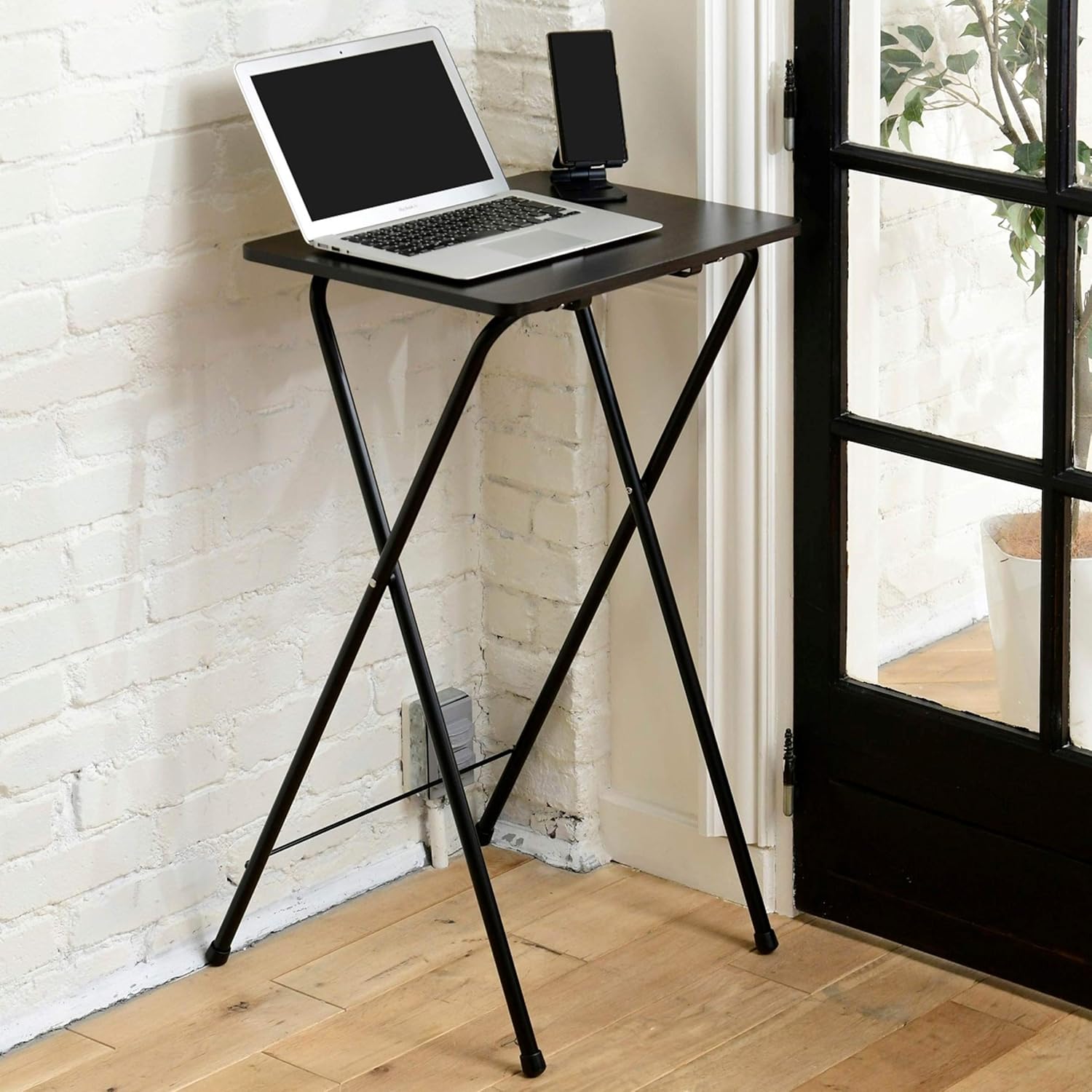 山善 YAMAZEN 折りたたみテーブル スタンディングデスク 高さ90 傷・汚れ・水分・熱に強い天板 幅50×奥行52cm サイドテーブル スタンディングデ ST5040H90 DBRB テレワーク