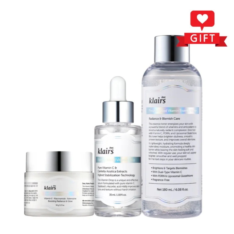 フレッシュリー ジュースド ビタミン3点セット（トナー180ml／ドロップ35ml／Eマスク90g） / 肌リセット / 保湿ケア / トーンアップ