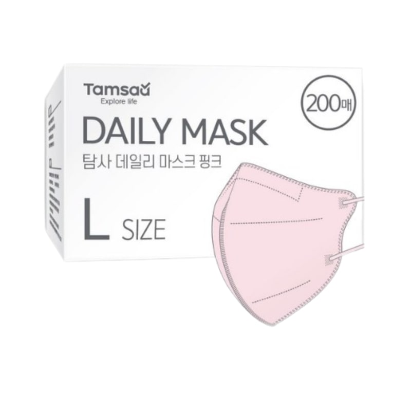 探査 韓国生産 デイリー カラー マスク くちばし型 大型 (スリムフィット) ピンク 200個