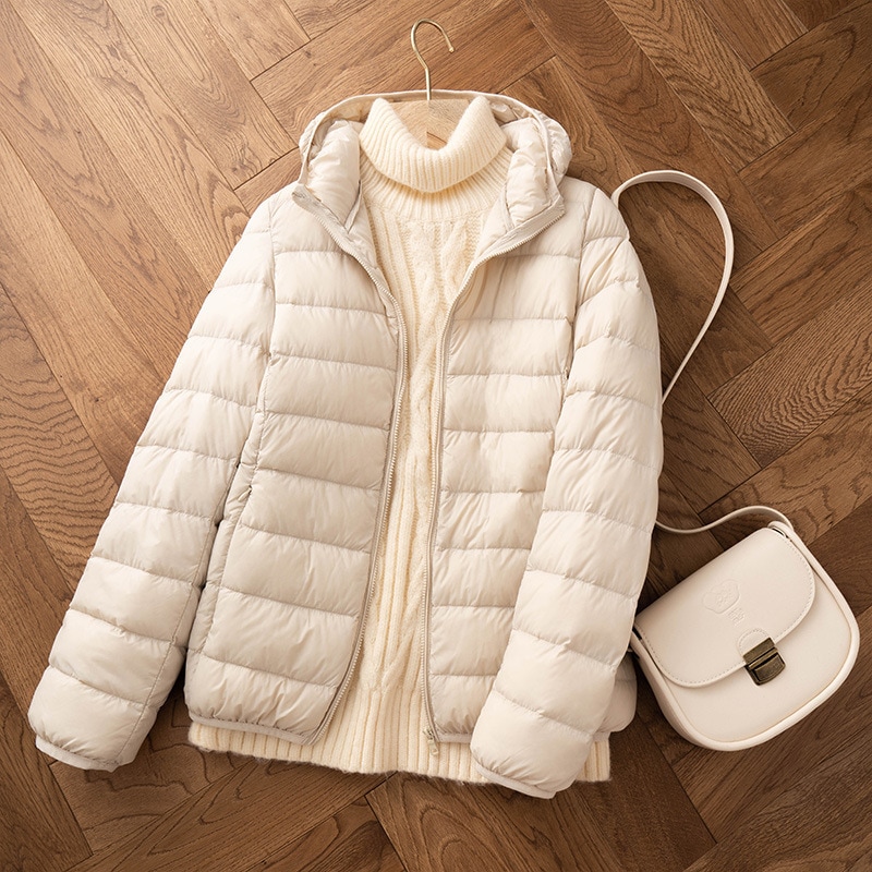 90 ホワイトダックダウン 軽量 ダウンジャケット レディース ショート丈 2025年新作 軽量 暖かい ファッション フード付き 軽量ジャケット