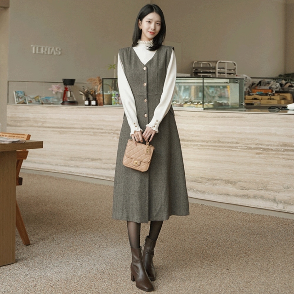 クリック＆ファニー [ウール] ベルファスヘリンボーンドレス [SM]