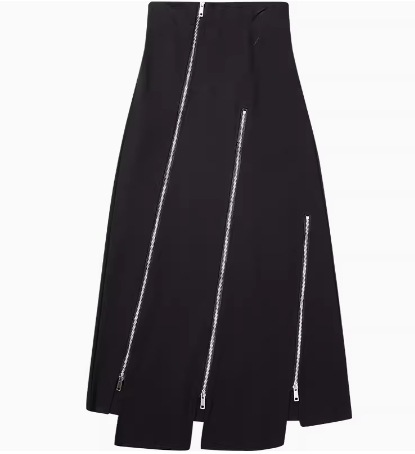 レディース スカート シャツ ブラウス ミモレ セミフレア Aライン フェミニン スリット ファスナー ハイウエスト アメカジ ウォッシュ 切り替えデザイン デニム シンプル カジュアル おしゃれ