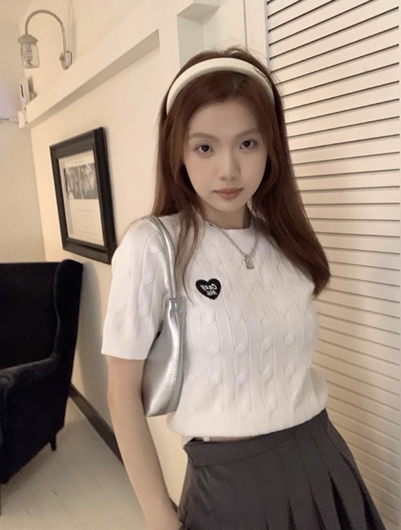 トップス ニットソー プルオーバー ショート丈 袖あり 半袖 5分袖 ラウンドネック 襟なし スリム タイト サマーニット 薄手 かわいい 大人可愛い きれいめ シンプル カジュアル 大人 上品