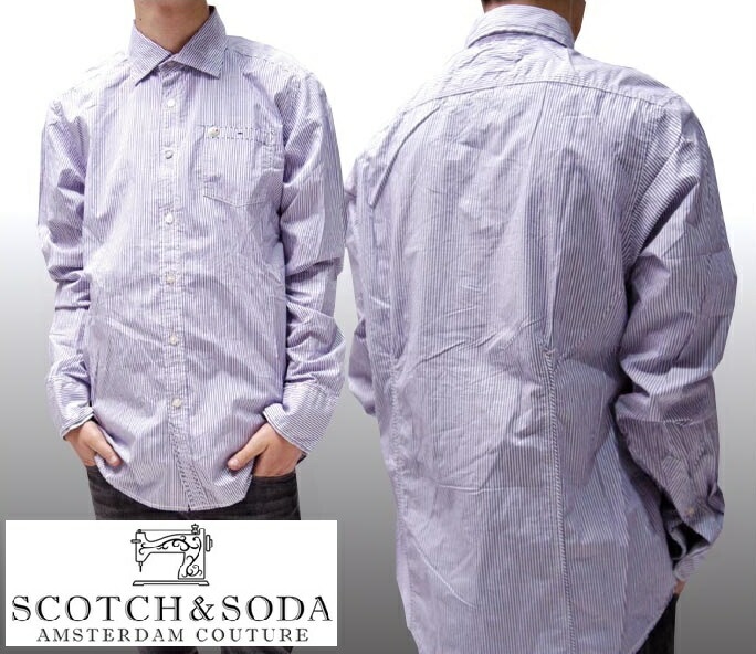 スコッチ&ソーダ スコッチアンドソーダ scotch&soda メンズ 長袖 シャツ ストライプ パープル ホワイト テニスカフス トップス カジュアル サーフ セレブ ストリート ヨーロピアン ヴィ 7,227円