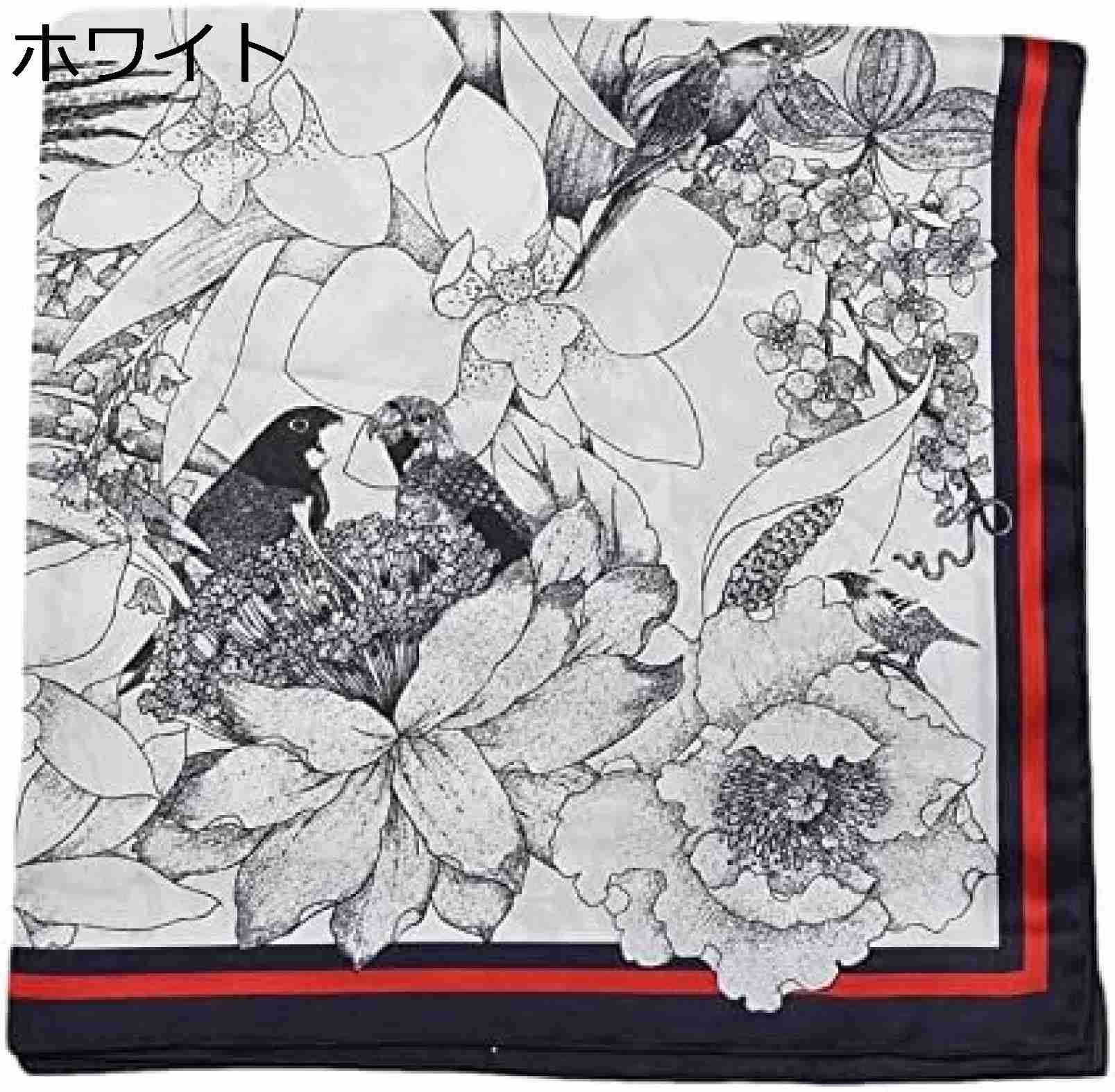 【20%OFFクーポン～】スカーフ スカーフ 100％ 70cm 花柄 白黒 おしゃれ 手巻き仕上げ ネッカチーフ ヘッドバンド 髪飾り バッグバンド 小物 贈り物 UVケア 通勤 春秋 レディーズ