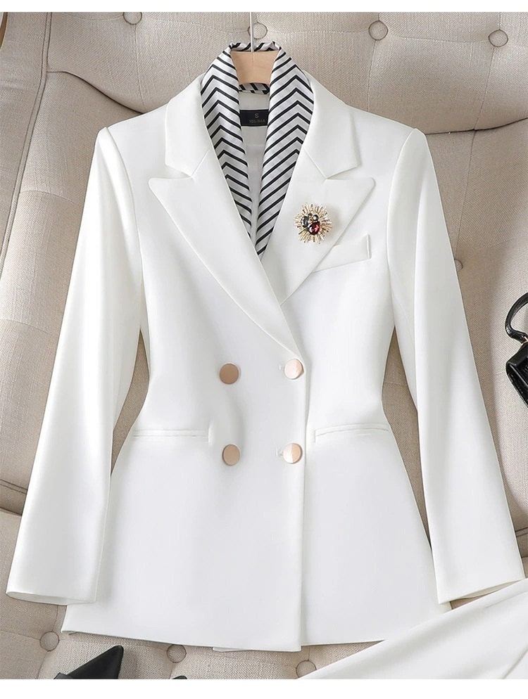 レディース スーツ セットアップ 春秋用 ホワイト カジュアル ショートジャケット 韓国風 高級感