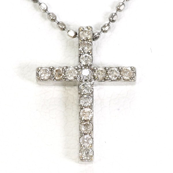 K18 18金 WG ホワイトゴールド ネックレス ダイヤ 0.13 約40cm ジュエリー 中古