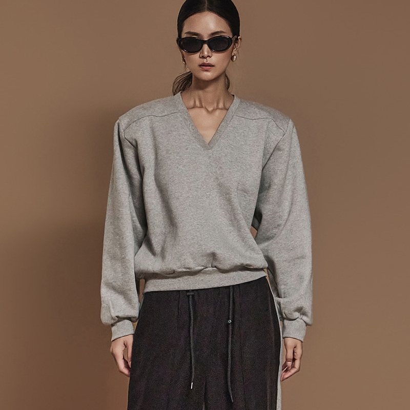 E3602 Vネック 起毛 マンツーマンTシャツ 7,934円