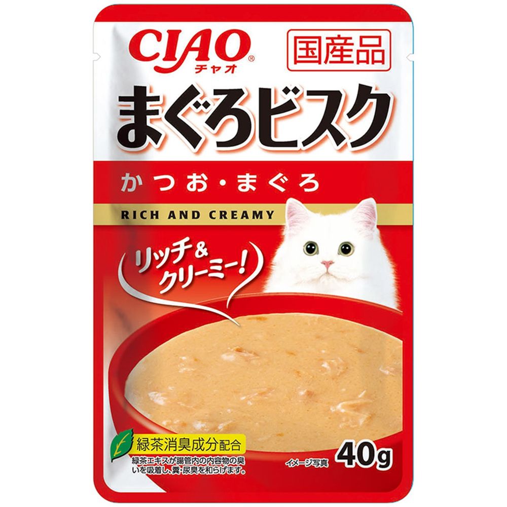 （まとめ買い）CIAO チャオ まぐろビスク かつお/まぐろ 40g 猫用フード [x48]