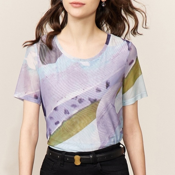 トップス カットソー Tシャツ プリントTシャツ 半袖 ラウンドネック プルオーバー ミディアム丈 可愛い かわいい 大人可愛い きれいめ シンプル 上品 レトロ おしゃれ かっこいい カジュアル