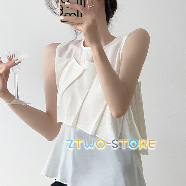 トップスTシャツカットソーシンプル カットソー カジュアル シャツ タンクトップ ノースリーブ ノースリーブ フリル 夏 無地 トップス 白 ラウンドネック 韓国ファッション 春