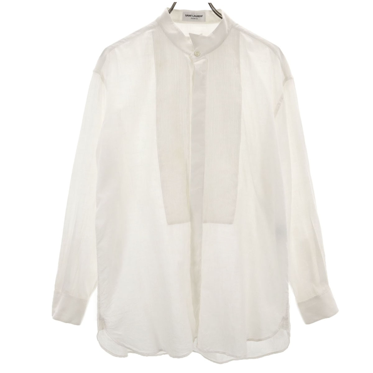 SAINT LAURENT サンローラン イタリア製 長袖 バンドカラーシャツ 42 ホワイト メンズ 古着