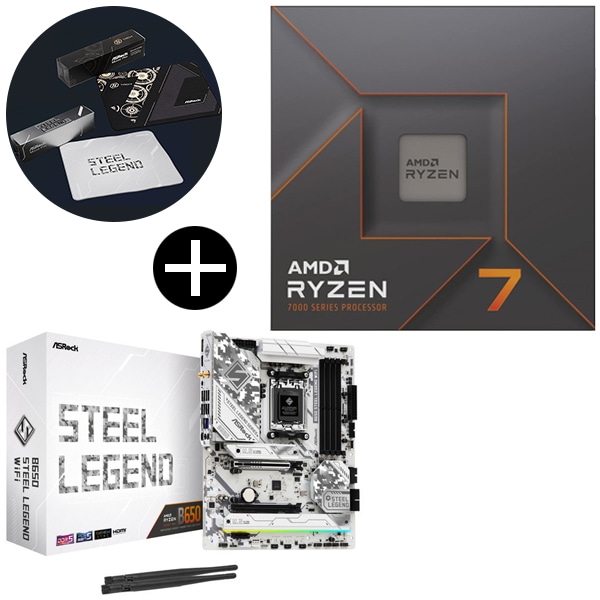 国内正規品 Ryzen7 7700X W/O Cooler CPU + ASRock B650 Steel Legend WiFi マザーボード + ASRockオリジナルマウスパッド セット
