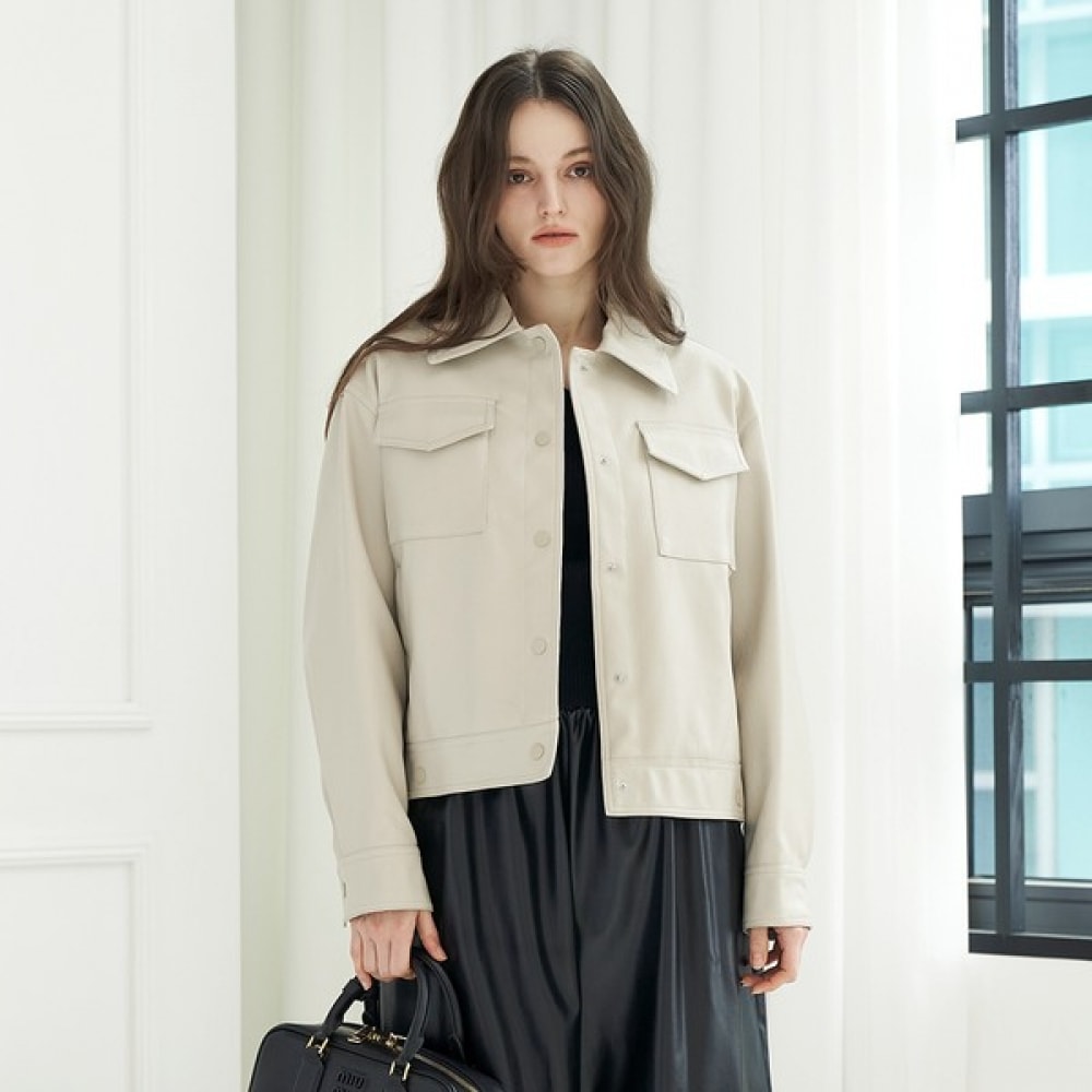 (ロレソウル) クラックパターンエコレザージャケット_KSJK240813