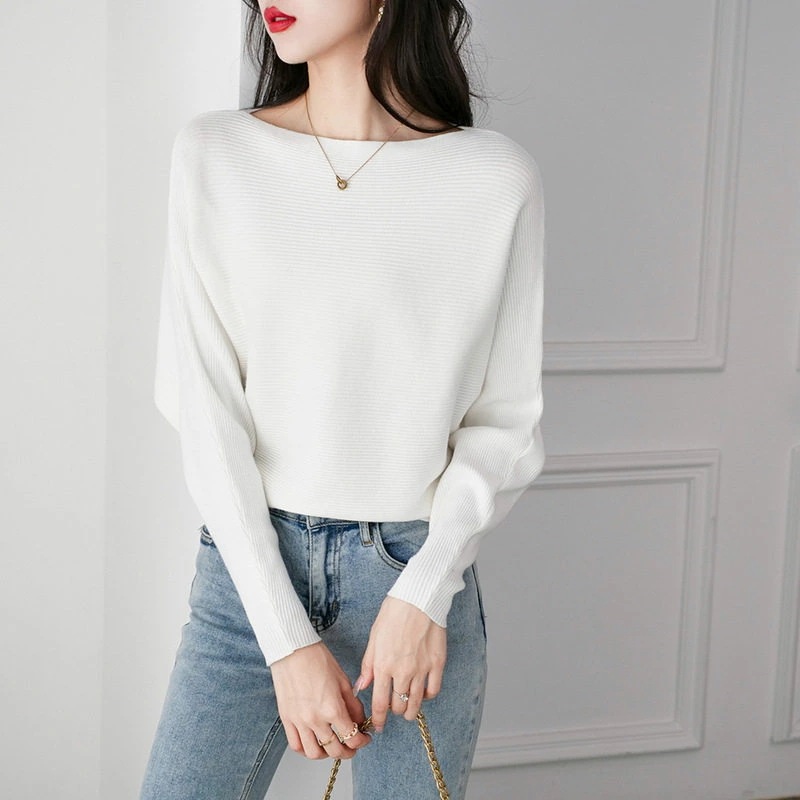 ニット セーター レディース 大きいサイズ 丸ネック ストレッチ カットソー シンプル 無地 長袖 体型カバー おしゃれ 可愛い 暖か 柔らか トップス 通勤 春 秋 冬 リブニット クルーネック 着
