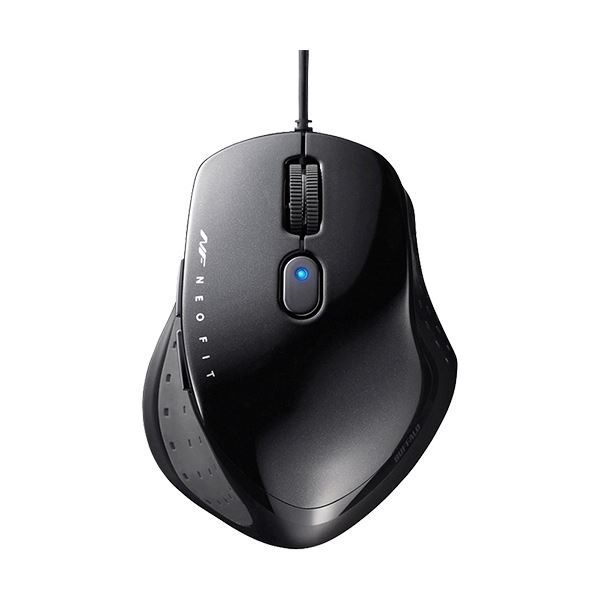 （まとめ） バッファロー 有線 BlueLED5ボタン ネオフィットマウス Mサイズ ブラック BSMBU510MBK 1個 10セット