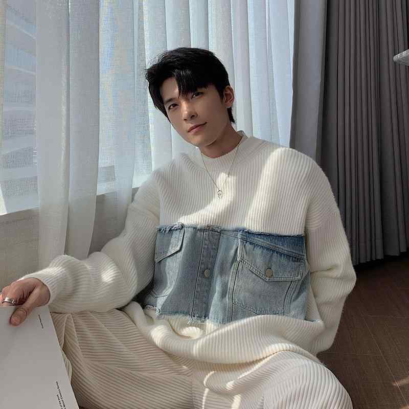 メンズ ファッション 男性用 オシャレ シンプル 大人 かっこいい 大きいサイズ ストリート 紳士服 秋冬 カップル デニム セーター スタイル ニット セーター 韓国ファッション スタイル