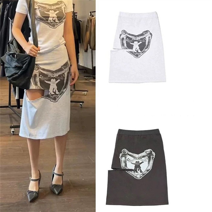 【OPEN Yy】 YY HUG&HEART CUTOUT SKIRT: CHARCOAL GREY [2カラー]【並行輸入品】