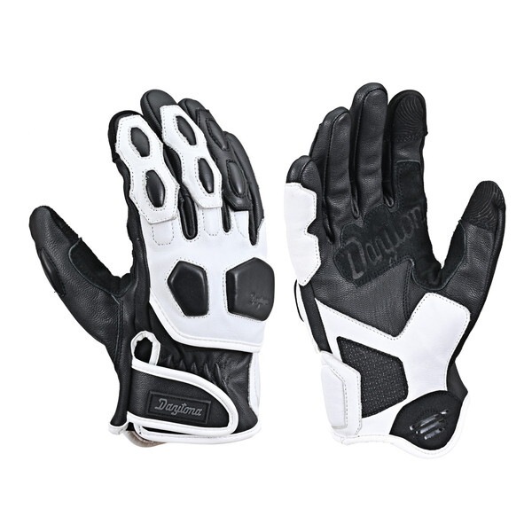 D62955 バイク グローブ 冬夏秋春 革(ヤギ革＋牛革) ソフトプロテクター スマホ対応 操作性重視 握り心地 ライアードレザーグローブ DG-026 ホワイト Mサイズ