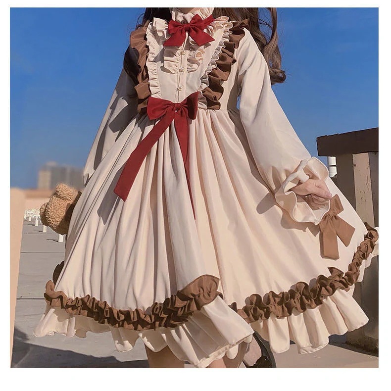 Qoo 10限定 ワンピース 秋冬新作 doll感 ロリータ 復古 Lolita 洋服