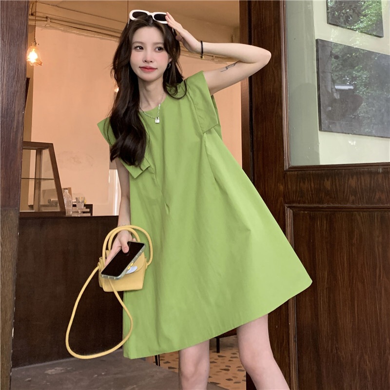 ノースリーブワンピース ワンピース フレアワンピース ワンピドレス ミニ ミニ丈 袖なし ノースリーブ ラウンドネック フレア Aライン かわいい 大人可愛い きれいめ シンプル カジュアル 大人