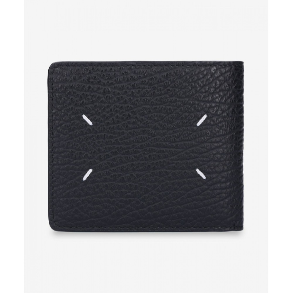 メゾンマルジェラ 4 ステッチスリム 2 つ折り財布-ブラック/SA1UI0016P4455T8013