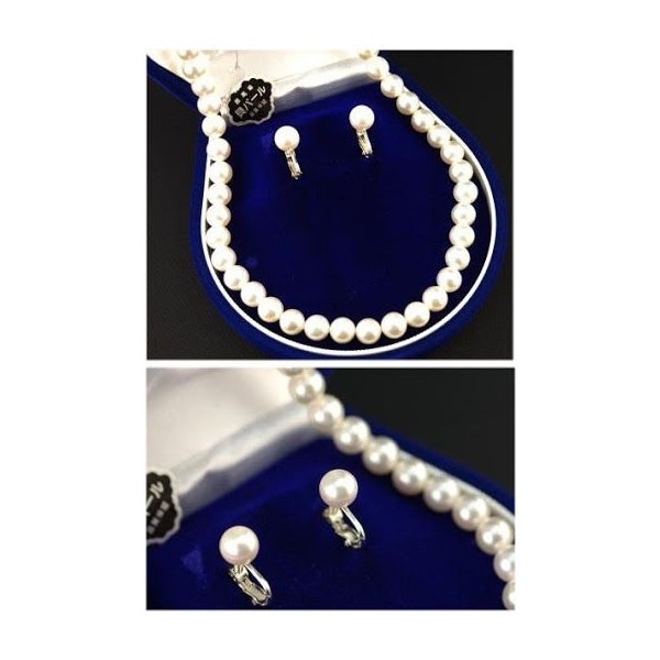 日本製国内産　高級　本貝　パール　フォーマルセット　白黒　ネックレス ＆ イヤリング