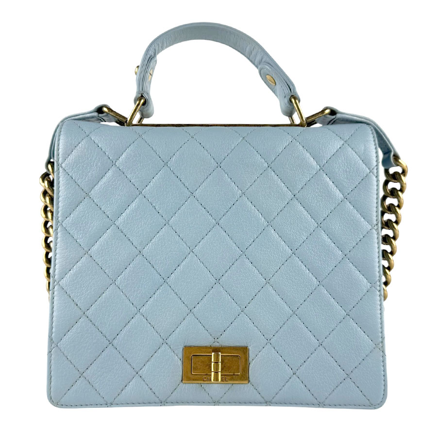 シャネル CHANEL ハンドバッグ ショルダーバッグ リタ レザー/メタル ブルー/ゴールド レディース z9592